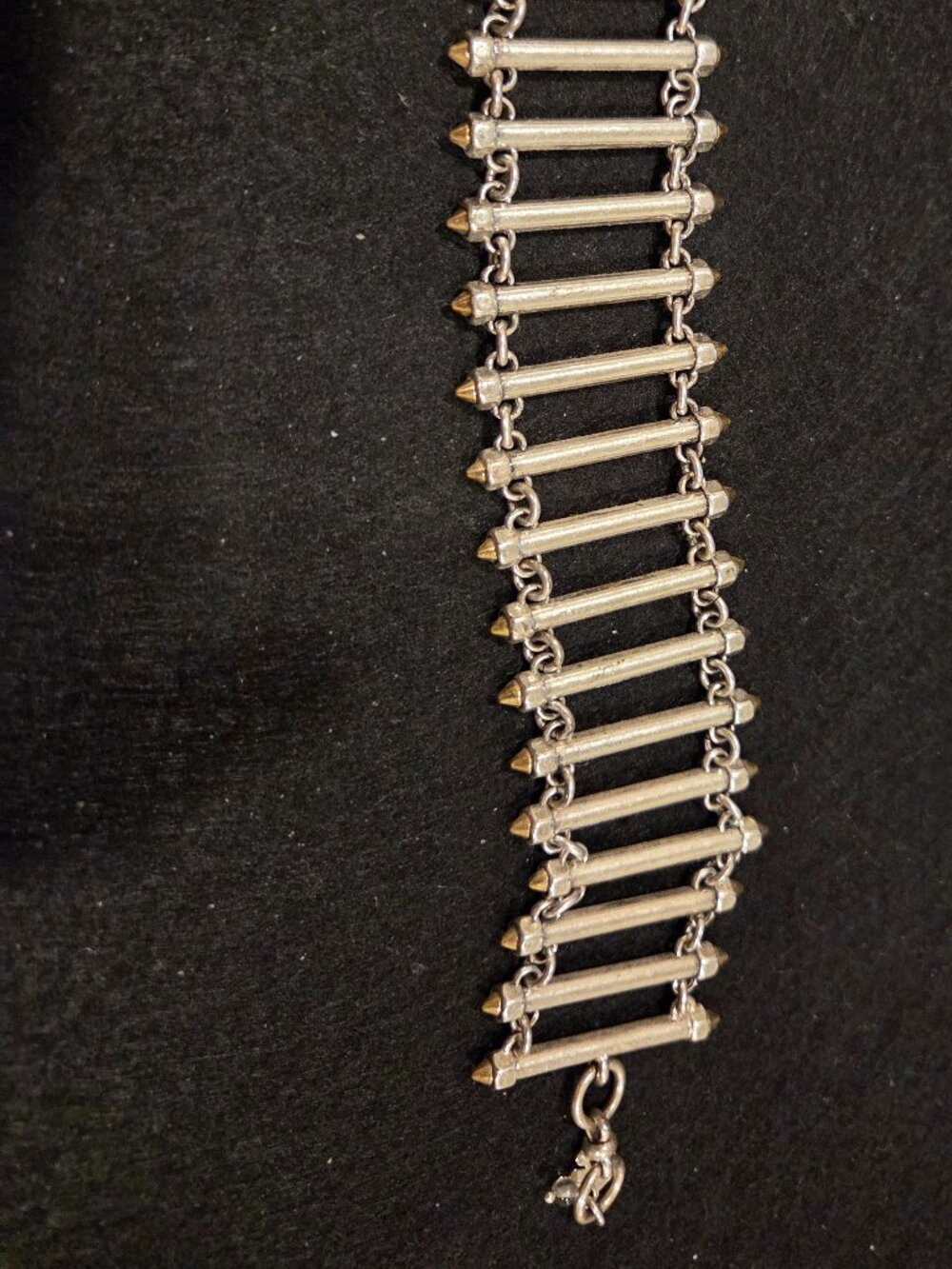 Lucky Brand Bar Lattice Silver Tone 8" Adustable Bracelet